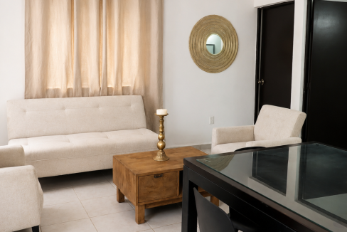 Sala departamento Alborada Puerto Morelos