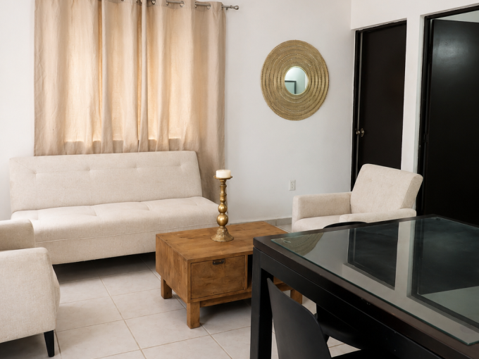 Sala departamento Alborada Puerto Morelos